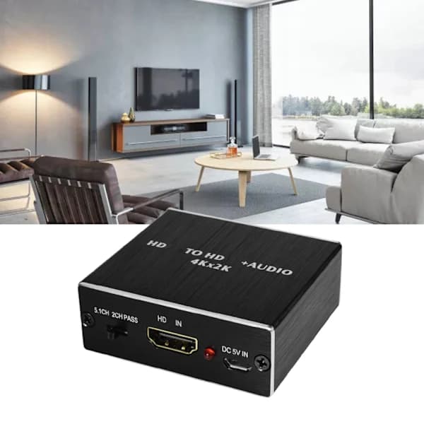 for HDMI Audio Extractor Splitter 4Kx2K/3D for HDMI Audio Splitter Stereo med strøm for HDMI Audio Adapter for HD
