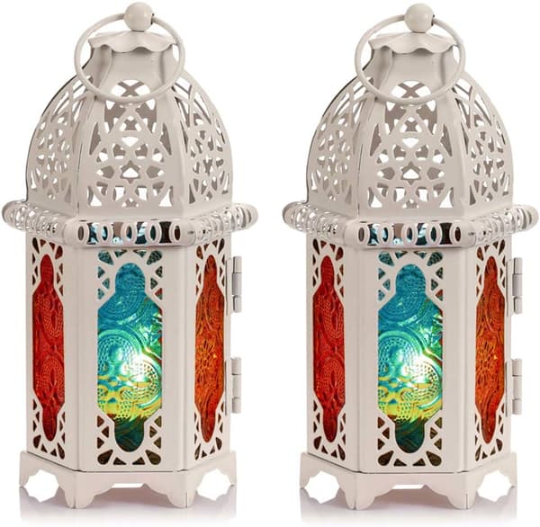 2 st små ljuslyktor i glas, hängande lyktor, vita White 2pc