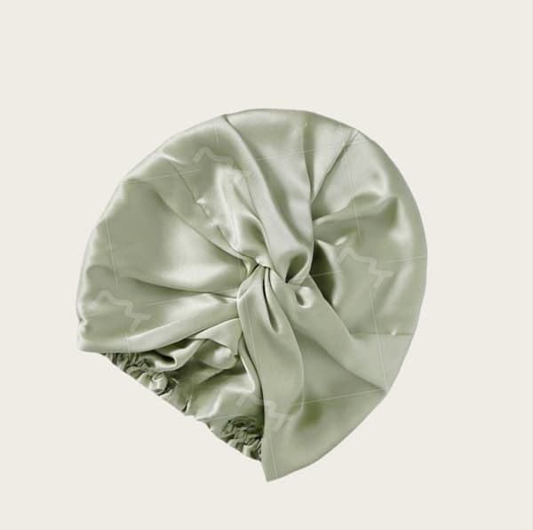 Mulberry Silk Sleep Cap for Women, Double-Layered Silk Sleep Cap Light Green