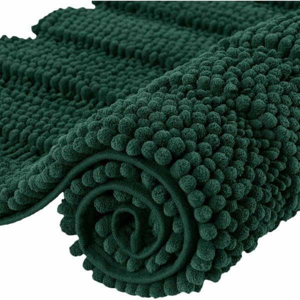 Absorberende blød chenille mikrofiber badeværelsesmåtte 50x80cm Maskinvaskbar lang & kort luv bademåtte (tealgrøn)