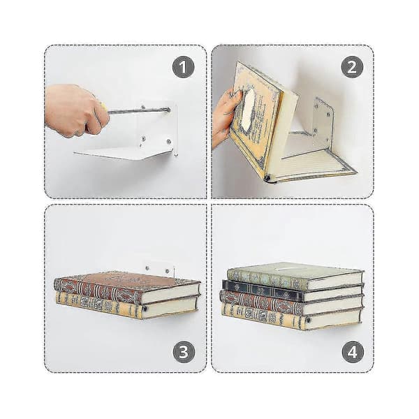 Invisible Floating Bookshelf Floating Book Organizer Wall Mounted Perforated Bookshelf Fits White