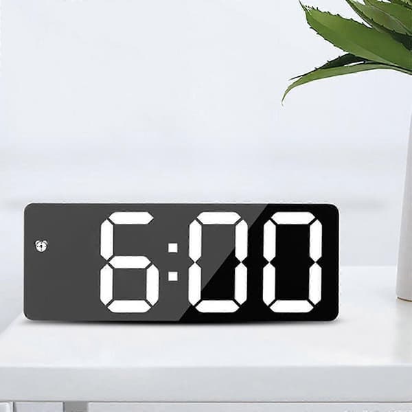 LED Electronic Alarm Clock With Dual Power Supply And Voice Control - Simple Style Clock With Date, Time, Temperature And Snooze Function[HK] White White