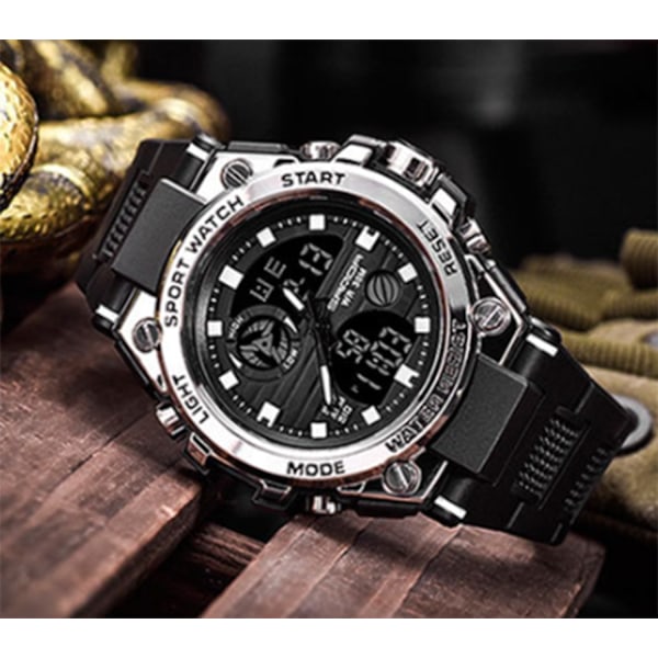Silver herr kronograf, herrklocka, stor, sport