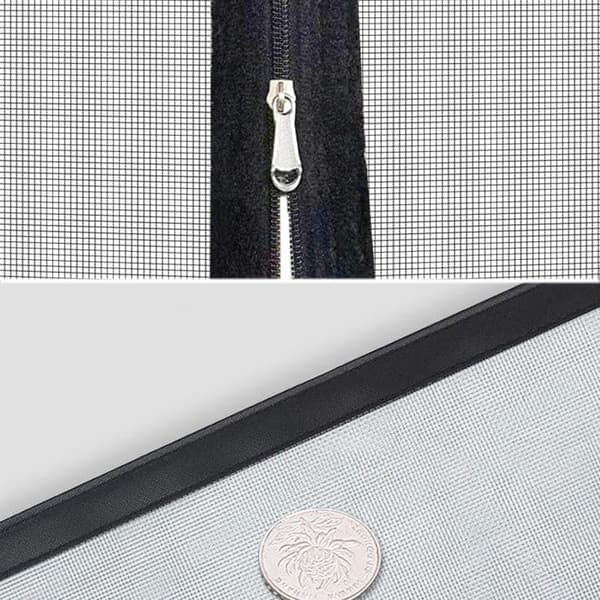 Self-adhesive mosquito net for windows with zipper - fine-mesh insect screen, black 100*150cm