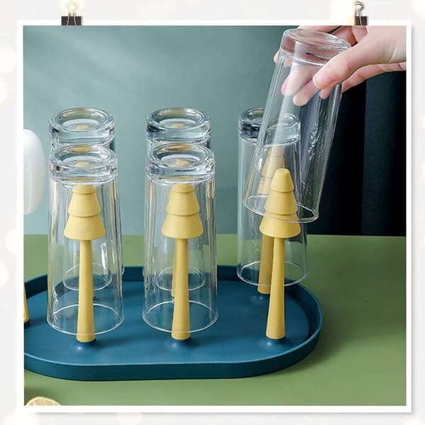 Koppoppbevaringsstativ, vaskekoppholder, dryppkoppholder (blå, gul)
