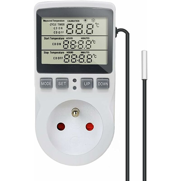 Temperature Control Socket 230V 16A with Sensor Heating Refrigerator Regulator Greenhouse Reptile Terrarium Home