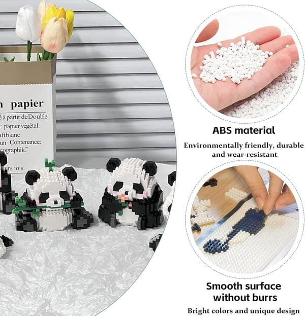 Panda Mini Building Blocks Set with Mini Building Blocks, Reusable, for Children from 6 Years and Adults (686 pcs)