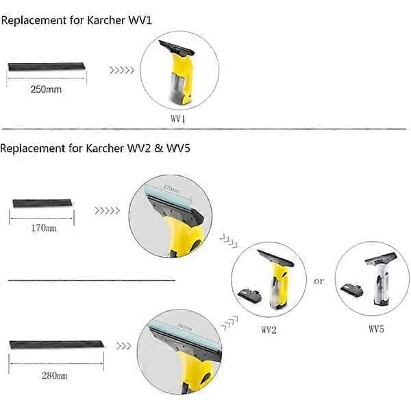 Erstatningsblade til vinduespudser til Window Vac 2 stk. 280 mm skraber gummitilbehør reservedel til Karcher WV2 WV5