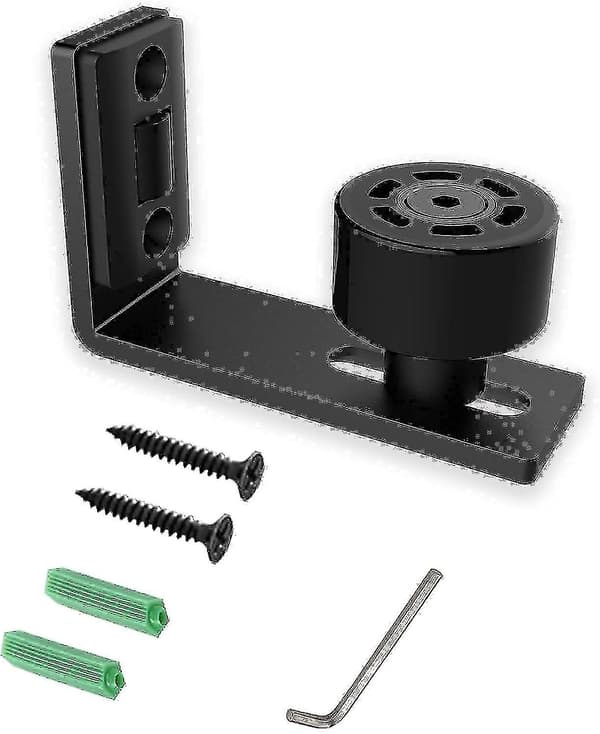 Adjustable Sliding Barn Door Floor Guide, Bottom Roller Guide, Wall Mount Hardware, Black