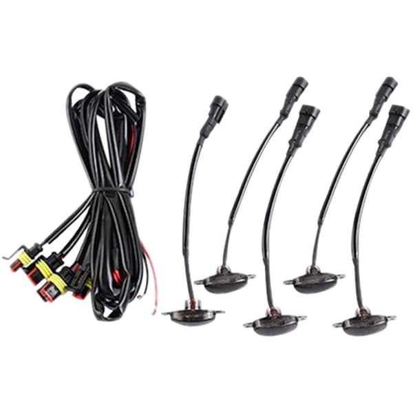 5 stk. LED-forlygter til bilgrill, passer til Durango 2011-2021, grill, LED, gule lys, sort linse