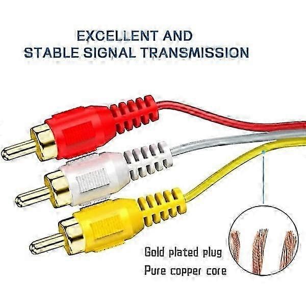 HDMI til RCA, HDMI til 3RCA-dekoder HD-konverteringskabel, rød gul hvit lydvideokabeladapter for TV HDTV DVD