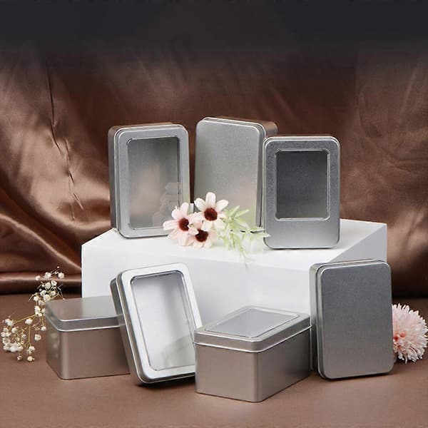 Rectangular Coin Holder Box Small Metal Silver Color Jewelry Key Storage Box B B