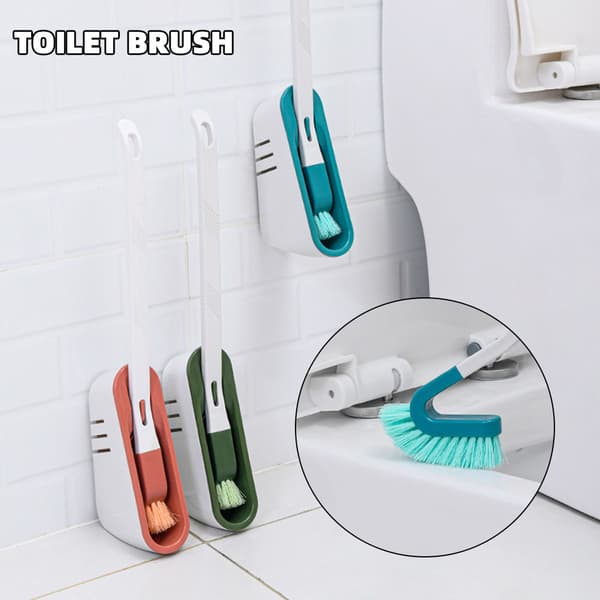 Multifunctional Non-Marking Wall-Mounted No Dead Ends Multi-Way Bathroom Base Brush Set Green