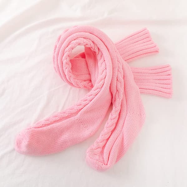 Dame knestrømper høye strømper knestrikkede støvelstrømper lange varme moteriktige vintervarme strømper (rosa)