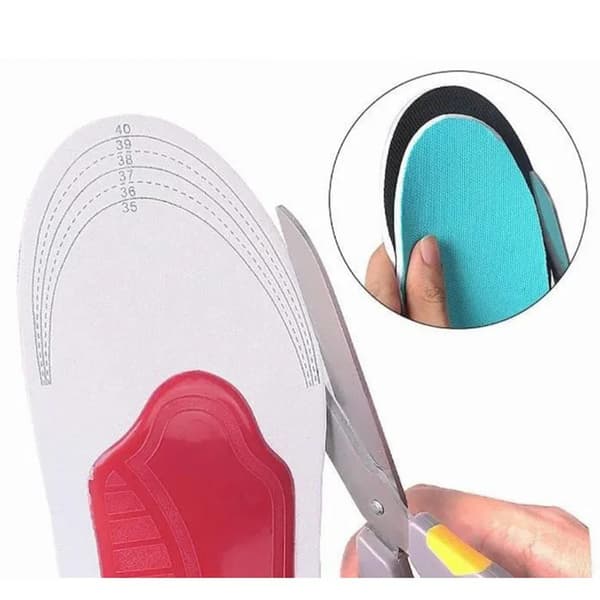 Foot Corrective Insoles Cuttable Pressure Reducing Arch Support Orthopedic Inserts for Flat Feet Red Bottom Black Surfaces L(41-46)
