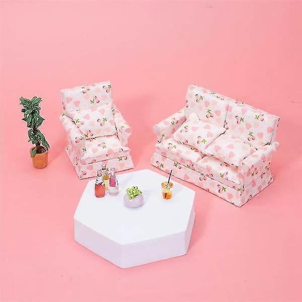 1:12 Skala Miniature Dukkehus Møbler Stofsofa Dobbeltsofa Møbler Stueindretning