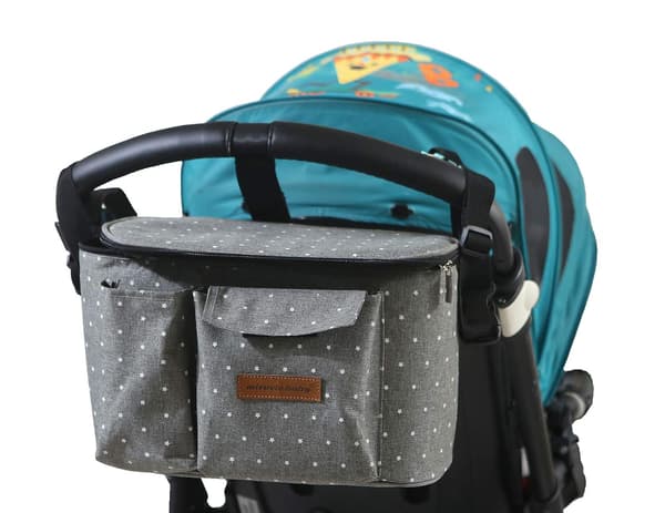 Barnevognsarrangør Barnevogn Buggy Bag Baby Universal Multifunksjonell Oppbevaringsveske (Grå stjerne)