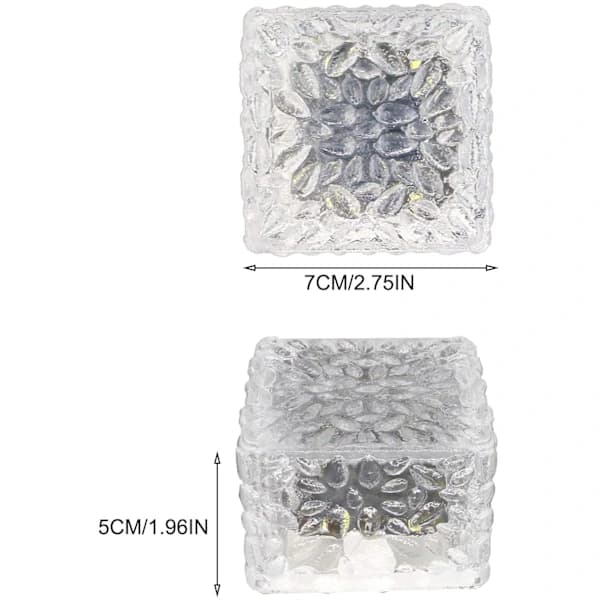 2-pack 4 LED Solar Powered Outdoor Lighting Ice Cube Lamp Cold