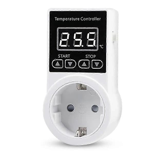 1 stk. termostatuttak med sensor, digital temperaturkontrolleruttak, vanntett temperaturbryter EU-plugg