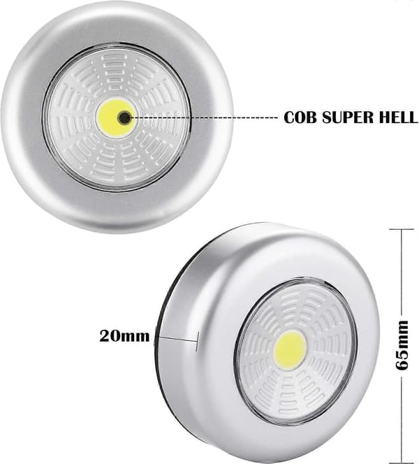 LED Spotlights Cabinet Lights, 6pcs Self-Adhesive Night Lights Extra Lighting for Stairs Mirrors Kitchen
