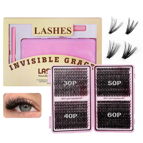 DIY Individual Eyelash Extension Kit - Cluster Lashes Book Set for Customizable Volume and Long-Lasting Wear