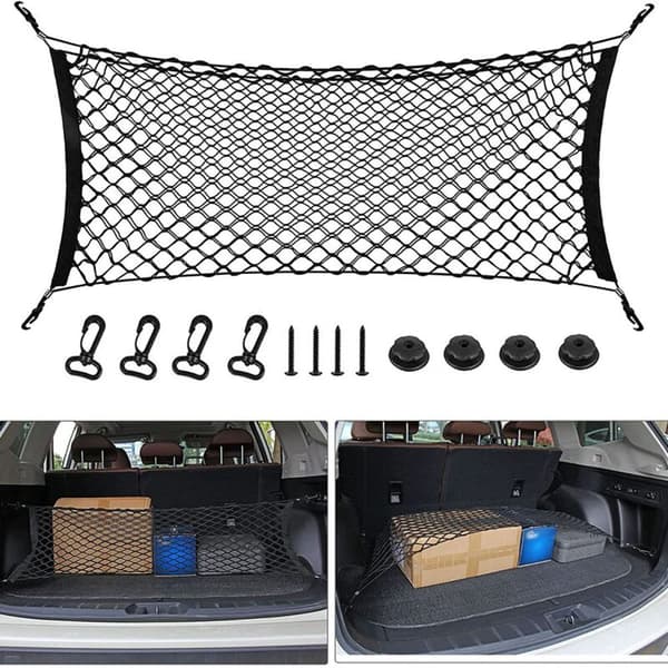 Rear Cargo Net, 35-48 inch Envelope Style Trunk Organizer Storage Tailgate Elastic Adjustable for Cars SUV