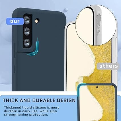 Midnight Blue, Silicone Case for Samsung Galaxy S22, Thin, Soft, Elegant Shockproof Protective Cover