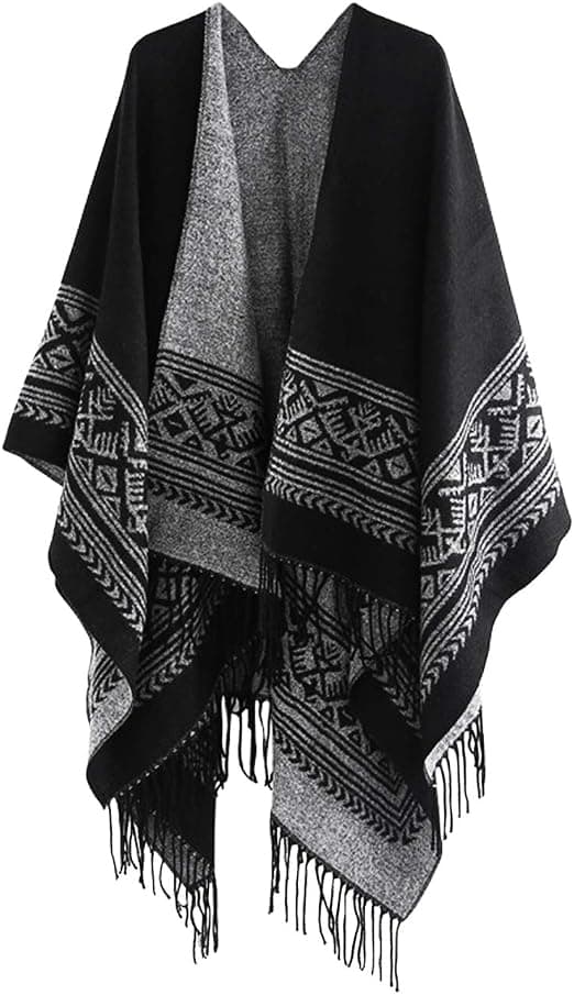 Poncho Sjal Elegant Varm Åben Til Kvadrat Efterår Vinter Kvinde DXGHC