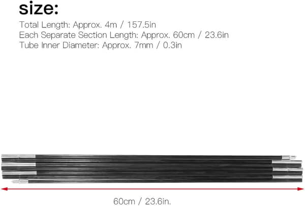 4M Glasfiber Teltstang Udendørs Støttestang Markisestel