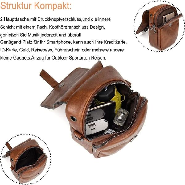 Skuldertaske til kvinder, mobiltaske i læder
