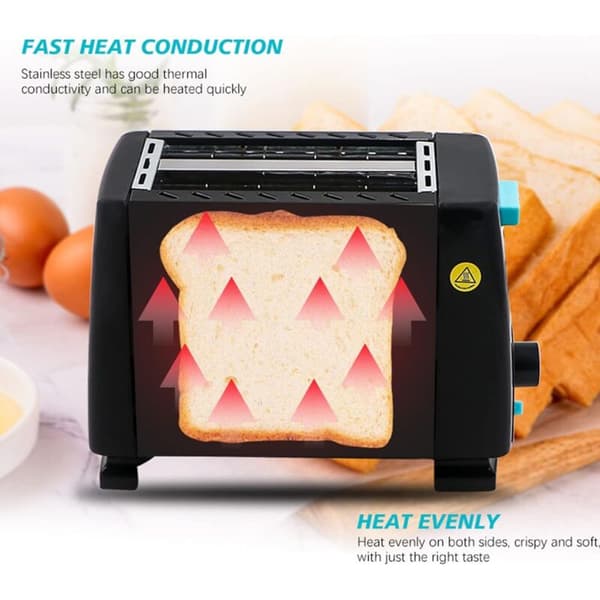 2-slice toaster with wide slots - 220V EU plug - Automatic slot centering - Removable crumb tray - For home use