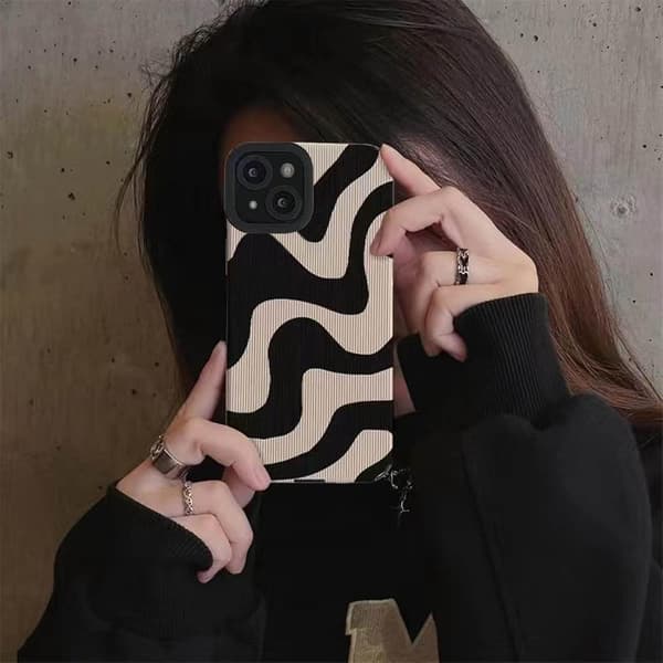 Stylish, Simple, and Cute Zebra Print Protective Case for Women, 13/14 Black Soft Silicone Case