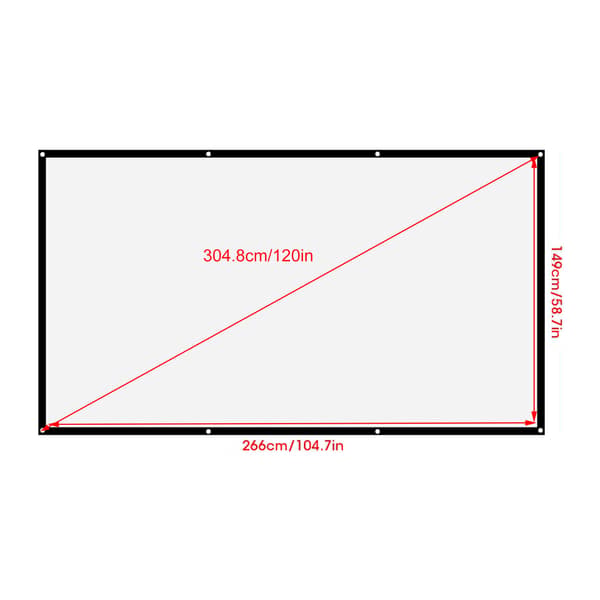 16:9 Thick Portable Non-crease Soft White Polyester Projector Screen Projection Screen (120 inch)