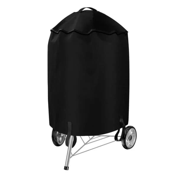 Kulgrillovertræk, 600D Polyester PVC-foret Vandtæt Rivfast til Weber 58 cm Kuglegrill, Sort