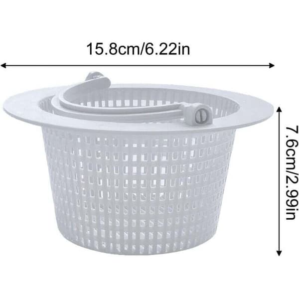 Round Basket for In-Ground Pool Skimmer, with Handle for Easy Removal, 2-Pack - Diameter 16 cm - White.