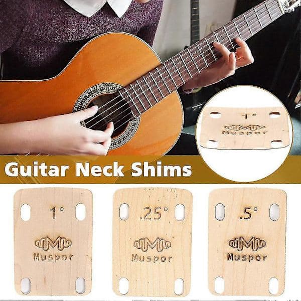3 Pcs Electric Guitar Neck Shims Maple Plate .25/.5/1 Degree Replacement
