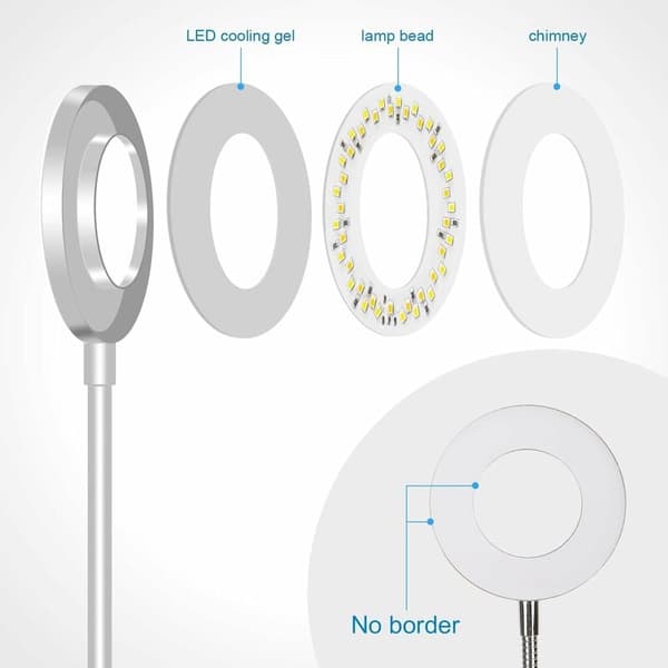 Flexible 7W 48 LED Clip Desk Lamp with 360° Rotation, 3 Light Modes, USB Powered for Study Work