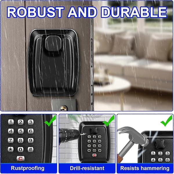 Key Cabinet Wall Mounted Police Approved, Large Key Box with Resettable 12-Digit Code Key Cabinet with Weatherproof