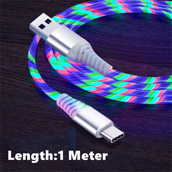 2 stk Streaming Datakabel Mobiltelefon Ladekabel Flerfarget Multicolor Micro-Micro