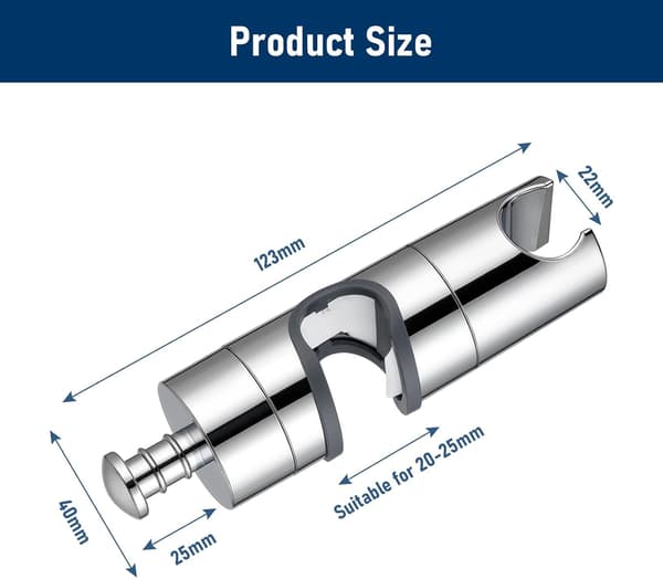 Universal Shower Head Holder Rail 20-25mm Adjustable Shower