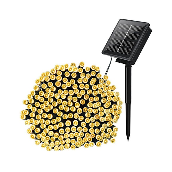 Solcellsdrivna ljusslingor utomhus, 11,5M 100 LED varmvitt, 8 lägen varmvitt