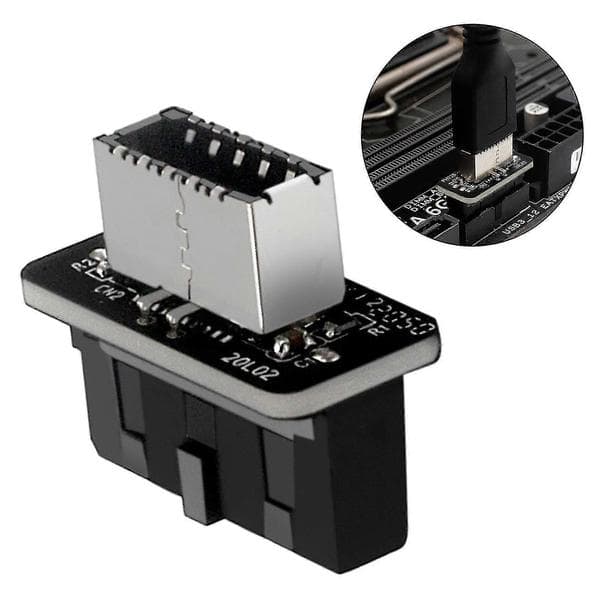 USB 3.0 - USB 3.1/3.2 Type C -etupaneelisovitinmuunnin - EU-pistoke