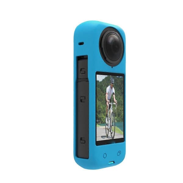 Blue Scratch-Resistant Silicone Case for X4 Lens Cap Dustproof Body Protection for Insta 360 X4 Camera