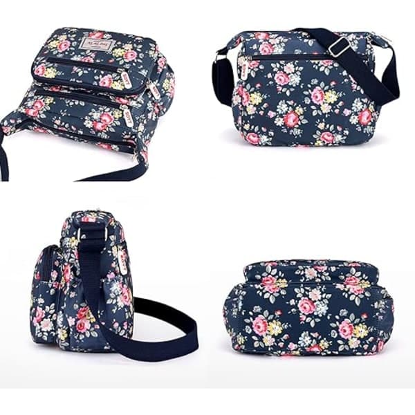 Dam Multi-Ficka Casual Crossbody Handväskor Vattentät Nylon Axelväskor (Fjäril-Vit)