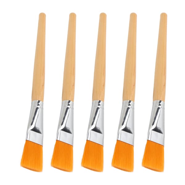 5 Pcs Face Application Makeup Brushes, Soft DIY Wooden Handles, Cosmetic Fan Brush Set for Mud Mask