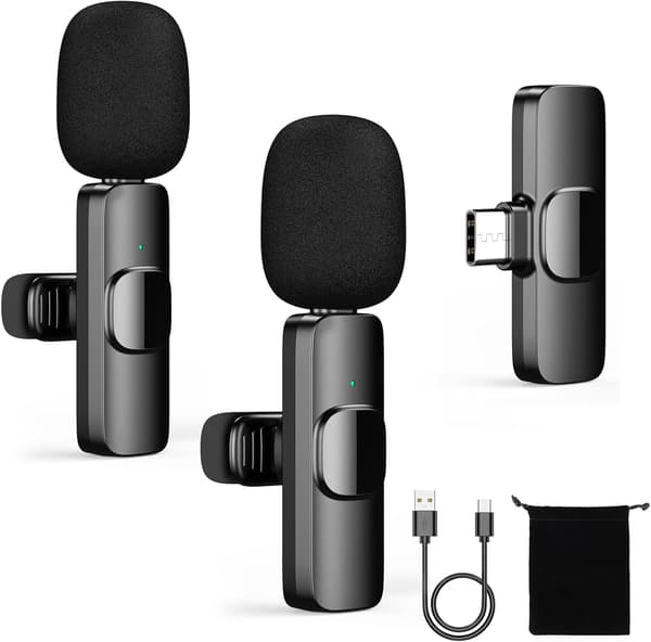 Trådløs Lavalier-mikrofon til USB-C Smartphone, 2.4GHz Mini Mi