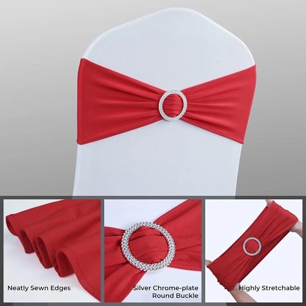 Röda stolsöverdrag 5-pack Premium Elastiska med Spänne Universella Band Kompatibla med de flesta stolar