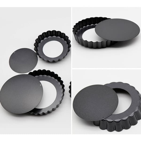 6 Pcs Mini Cake Pans with Removable Bottom 3 Inch Egg Tart Muffin Pan Black Round for Dessert Baking