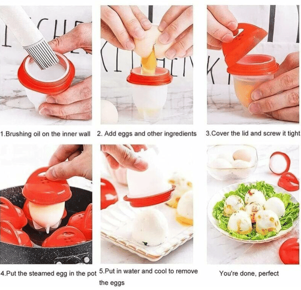 Silicone Egg Cooker, 2 Silicone Egg Poachers for Hard Boiled Eggs, Hard Boiled