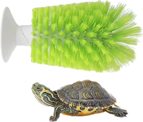 Turtle Shell Cleaning Brush with Suction Cup, Soft Bristles for Aquarium Turtles, Green